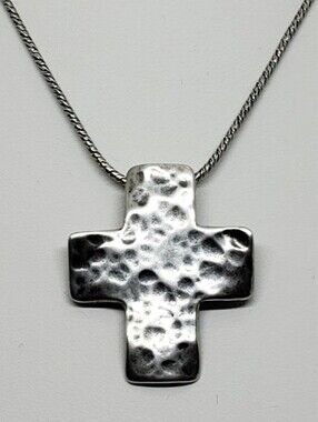 Silpada Sterling Silver Hammered Cross Pendant Necklace N0732